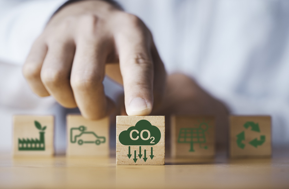 Businessman giving CO2 reducing ,Recycle ,Green factory icon for