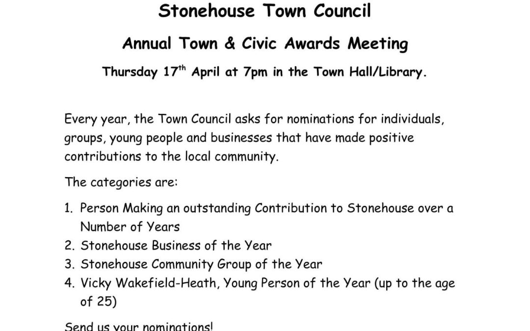 Nominations for Annual Town Civic Awards