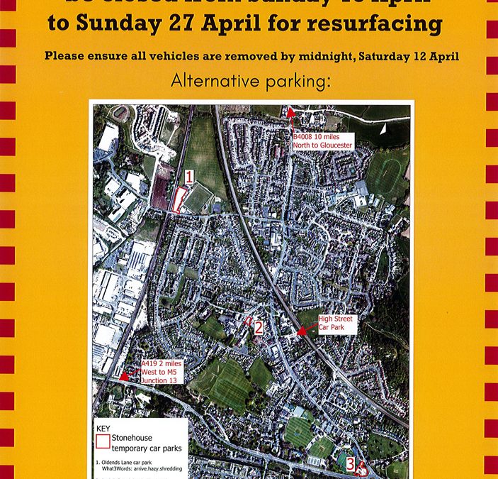 Stonehouse High Street car park closed 13th-27th April